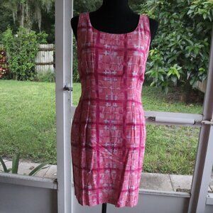 Hot pink plaid mini dress Square neck Size S or 6